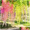 Dekorativa blommor kransar 12st konstgjorda wisteria 75 cm 110 cm falsk vinstock lång hängande blomma jul för bröllop födelsedagsfest otovx