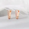 Dangle Earrings 14K Gold Plated Sterling Silver Post V-Shaped Huggie Cubic Zirconia Studded Small Hoop For Women Jewelry Gift