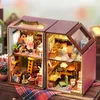 Accessoires de maison de poupée bricolage Mini lapin ville Casa maisons de poupée en bois kits de construction miniatures avec meubles maison de poupée jouets pour filles cadeaux d'anniversaire 230905