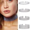 Kedjor guld sliver bunt halsband extra bred full strass diamante kristall smycken choker krage bröllop tillbehör