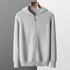 Mens Sweaters Hooded Cardigan Autumn and Winter Thickened Knit Largesize Jacket 100% Merino Wool Casual Long Sleeved Sportswear Coat 230905