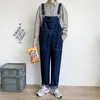 Men's Jeans Denim Suspenders Loose Large Ruffian Handsome Nine Point Pants Youth Fashion Brand Straight Tube Suspender One-piece