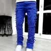 Jeans pour hommes Homme Automne Pantalons longs Creative Glands Décoration Coupe droite Hommes Casual Moyen Stretch Street Style Denim Pantalon