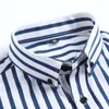Men's Casual Shirts Smooth Non-iron Stretch Soft Striped Without Pocket Long Sleeve Standard Fit Youthful Button Down Shirt