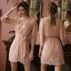Damen Nachtwäsche Sexy Pyjamas Sommer Spitze Dünne 2023 Slip Kleid Nachthemd Robe Hause Anzug Zwei Stück Set Kleidung