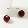 Dangle Oorbellen Delicate Cherry Sieraden 3 Kleur Drop Rood Oranje Helder Kristal Gouden Voor Vrouwen Student Zoete Geschenken