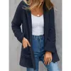 Cardigan en polaire solide avec poches pour femme, manteau, nouvelle collection automne/hiver