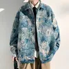 Jaquetas masculinas para homens primavera outono impresso manga comprida jaqueta superior casual moda coreana magro casaco masculino streetwear roupas