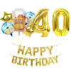 Other Event Party Supplies 20pcs Cheers To 40 41 42 43 44 45 47 48 49 Years Birthday Balloons Beers Mug Wine Glass Ball Number Banners Decorations 230905