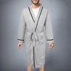 Mäns sömnkläder Autumn Winter Cotton Bathrobe Män Kontrast Färg Casual Softy Warm Thick Home Wear Belt Pyjamas Kimono klänning