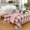 Blankets HOLAROOM Cotton Gauze Towel Muslin Blanket Throw Plaid Print Adults on The Bed Sofa Plane Travel Bedspread Coverings 230906