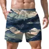 Short de plage pour hommes, ample, décontracté, été, séchage rapide, mode de rue, nuage, oiseau, montagne, imprimé