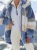 Kurtki damskie kobiety polarowa płaszcz z kapturem moda faux futro zamek błyskawiczny elegancki ciepły, grube pluszowe zimowe ubrania 230906