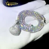 Hip Hop Moissanite Forma Pequena Sier Iced Out Joias Colar Coração Pingentes