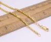 Chaînes véritable pur 18 carats chaîne en or jaune femmes 2mm carré boîte lien collier 6.6g / 55cm