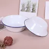 Servis uppsättningar retro emaljskål vintage emaljerad kök sopphållare sallad blandande skålar bassäng dekorativ