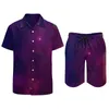 Men's Tracksuits Clouds Galaxy Men Sets Stars Imprima Shorts Casuais Summer Summer Retro Beach Camisa Conjunto de manga curta Presente de terno grande de tamanho grande