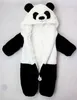 Rompers vinter baby panda jumpsuits övergripande långärmad plysch romer huva romper barn pojke flicka klättring pyjamas kläder kläder 230906