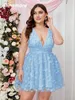 Plus size Dresses Cinemore Size Summer Dresse 2023 Sleeveless Deep V Neck Butterfly Appliques Mesh Sexy Backless Female Cami Dress 230905