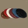 Berets Retro Patent Leder Kappe Helle PU Beanie Baskenmütze Britischen Stil Frau Kapitän Allgleiches Herbst Winter Militär Hut