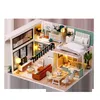 Accessoires de maison de poupée DIY Dollhouse Maisons de poupée en bois miniatures avec kit de meubles Casa Music Led Jouets pour enfants Cadeaux d'anniversaire L031 230905