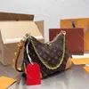 10A Mirror Quality Designers bag Boulogne Shoulder Chain Bag Hobo Womens Brown Coated Canvas Pochette Purse Luxury Cowhide Trim Handbag Crossbody Bag lvity bags
