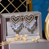 Stud Oorbellen 2023 Luxe Kristal Hart Waterdruppel Mode Grote Liefde Vrouwen Romantische Bruiloft Sieraden Accessoires