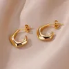 Pendientes de tuerca geométricos de acero inoxidable para mujer y niña, pendiente de Piercing redondo chapado en oro, joyería elegante de boda de tendencia 2023