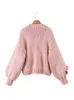 Kadın Sweaters Street Moda Kadınlar Örme Haldigan Sonbahar Kış El Yapımı Tulip Dekorasyon Fener Sleep Sweater Ceket Kadın 230906