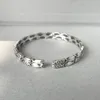 Bracciale rigido S999 Bracciale temperamento aperto da donna in argento puro / argento sterling retrò opaco Pisces Fish