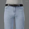 Jeans masculinos verão luz azul queimado boot corte perna masculino designer clássico denim