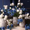 Dekoratif çiçekler fransız yağlı boya odak kenar simülasyon gül yapay retro oturma odası yemek masası dekorasyon çiçek aranjman