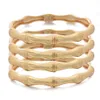 Bangle 4st/Lot Dubai Gold Color Plated Armband Flowers African Bridal Luck Bamboo Bangles For Women Wedding Jewets Gifts 230906