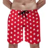 Herenshorts Wit Rood Star Board Zomer Atletisch 4 juli Sterrenprint Surfen Korte broek Comfortabele mode-zwembroek