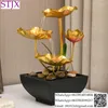 Garden Decorations Lotus Pond Moonlight Light Luxury Flowing Water Ornament Modern Chinese Circulating Leaf Desktop Decoration