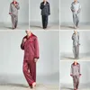 Mäns Sleepwear Print Imitation Silk Long Pants Men Pyjama Set Summer Shirt Nightwear Top Home