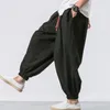 Men's Pants Man Cotton Linen Wild Leg Casual Loose CalfLength Bloomers Summer Baggy Male Traditional Trousers Joggers 230906