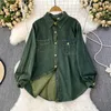 Women's Blouses Superaen Spring and Autumn Fashion Korean Long-sleeved Loose Design Single-breasted Long Denim Shirt Women