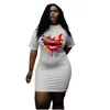 Plus size Dresses WSFEC XL5XL Mini for Women 2023 Summer Clothing Size Short Sleeve O Neck Pattern Loose Casual Sexy Female Outfits 230905