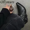 Botas Ollymurs Vintage Punk Mulheres Cool Gothic Metal Buckle Strap Ankle Shoes 230905