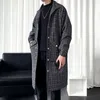 Мужские куртки, мужские тонкие зимние пальто, клетчатая куртка с лацканами и длинными рукавами, двубортная винтажная утолщенная овчинная мужская куртка с карманами