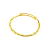 Bangle 4mm Women Bracelet Solid 18k Yellow Gold Filled Classic Fashion Dubai Jewelry Gift Can Adjust Dia 60mm