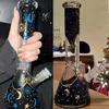 Straight Tube Bong Hookahs Glow in The Dark 14mm Big glass Water Bongs Waterpipes Recycler Oil Rigs Midnight Celestial