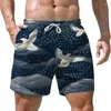 Short de plage pour hommes, ample, décontracté, été, séchage rapide, mode de rue, nuage, oiseau, montagne, imprimé