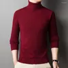 Herrenwesten 2024 Herbst und Winter High-Neck Two-Turn Solid Color Basic Youth Strickpullover Kerngarn