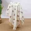 Blankets Cotton Gauze Tassel Muslin Print Blanket Square Baby Swaddle Wrap Infant Bath Towel Born Receving Bed Stroller Cover