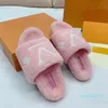 With Box 2023 Women plush slippers fluffy cashmere slippers shoes warm indoor flip flops fashion anti slip Flat com