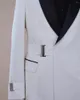 Abiti da uomo su misura 2 pezzi blazer pantaloni con cintura velato nero bavero abito da lavoro formale da sposa nodo su misura taglie forti