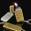 Mini No Gas lighter with key chain, antique grinding wheel, open fire cigarette lighter, creative smoking accessories gift IGTR