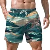 Short de plage pour hommes, ample, décontracté, été, séchage rapide, mode de rue, nuage, oiseau, montagne, imprimé